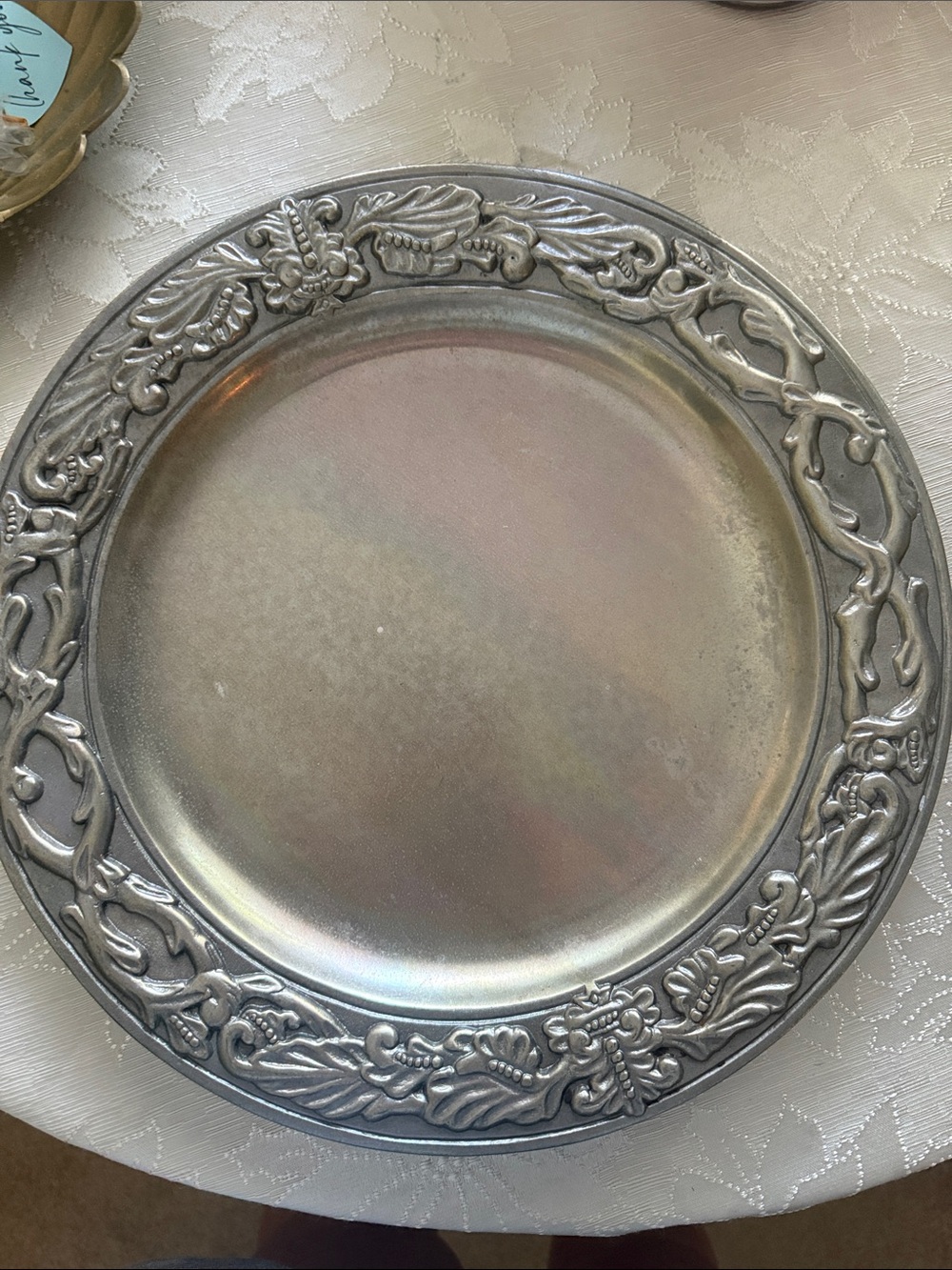 Charter Club Silver Ornate Scroll Charger Plate